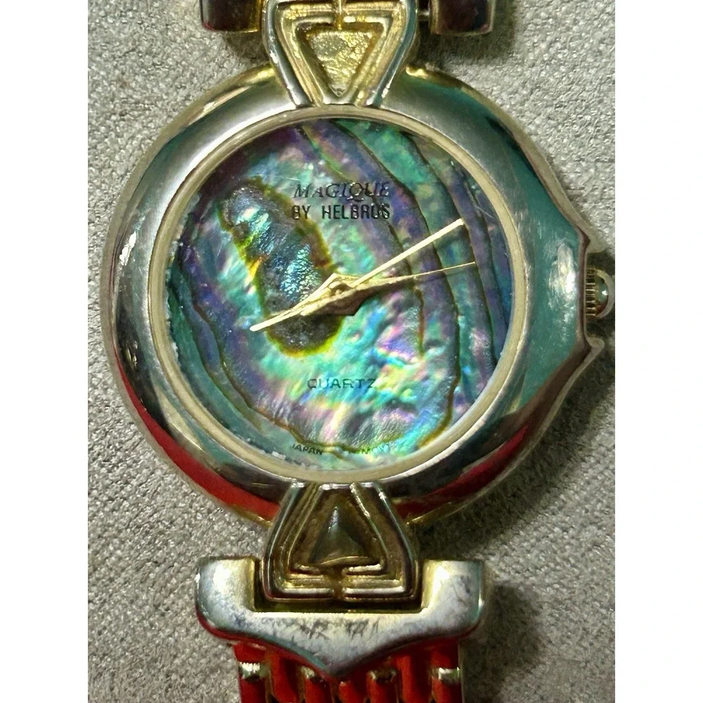 Vintage Magique Helbros MG10940Y Women's Watch Abalone Shell Dial New Battery